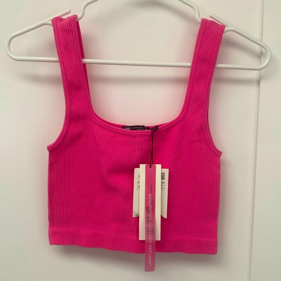Ribbed Bright Pink Crop Top/Bralette- m/l - Picture 1 of 3